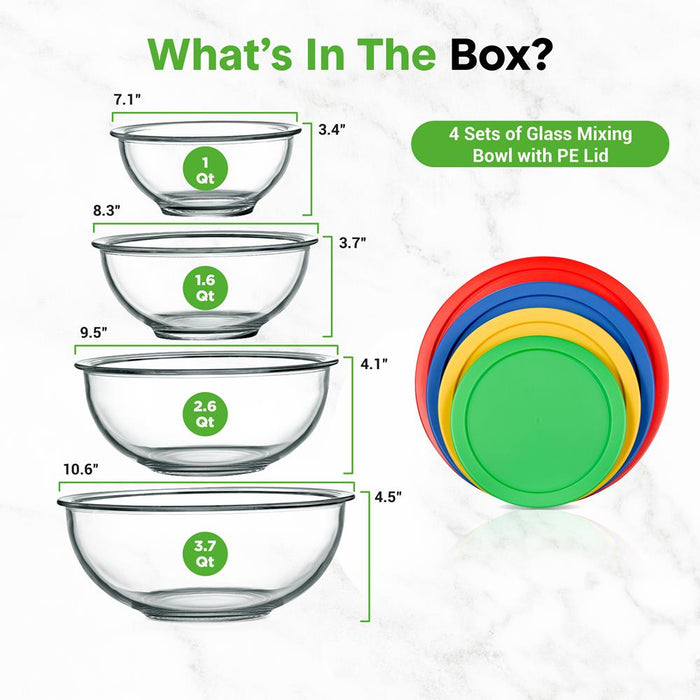 Superior Glass Mixing Bowls With Pe Lids