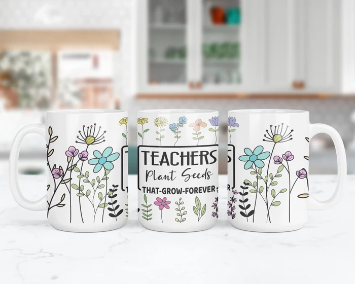 Teaching in Full Bloom | Floral Teacher Coffee Mug | 1314 Creations