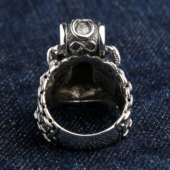 Interior view of Norse Viking ring showing 925 sterling silver hallmark and craftsmanship