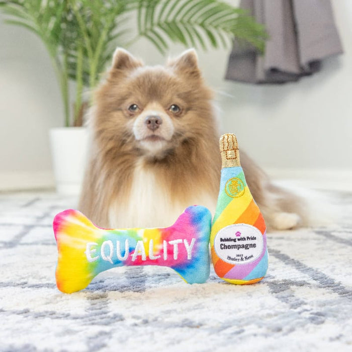 Huxley & Kent dog toys Tiny Tuff Out For Brunch Chompagne and Bone Plush Dog Toys - 2pk