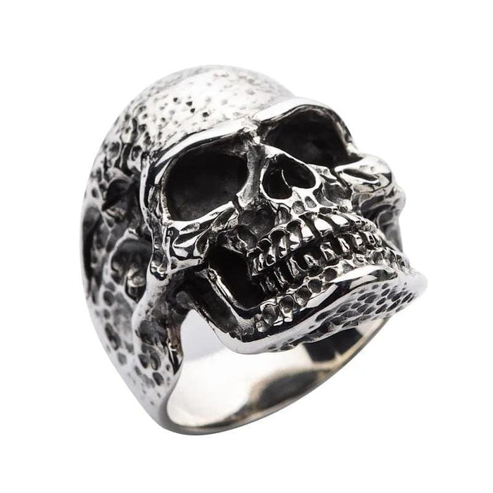 A top-down view of the large 27-gram skull ring, showing its impressive and bold dimensions.