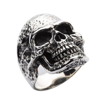 A top-down view of the large 27-gram skull ring, showing its impressive and bold dimensions.