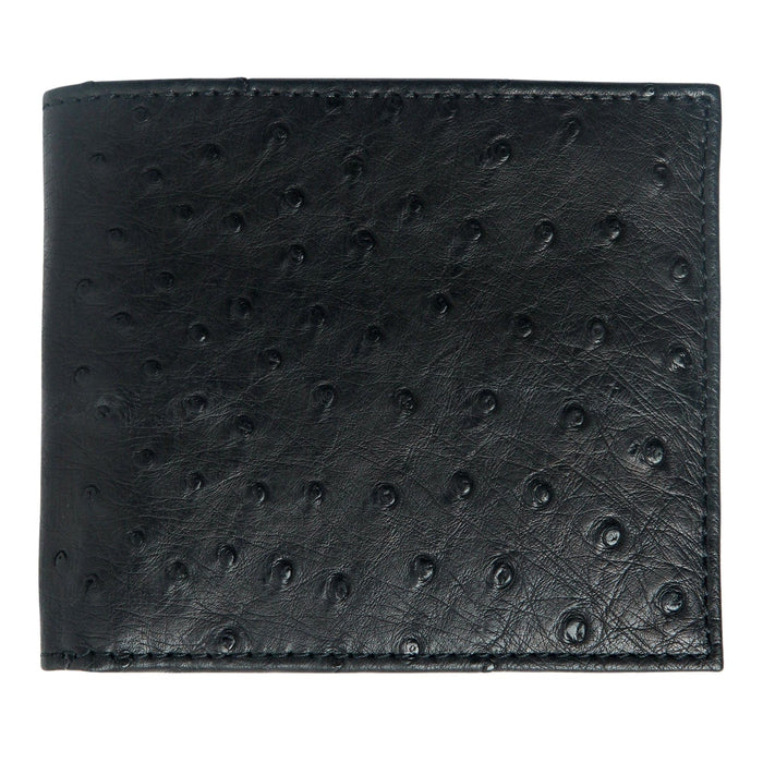 A handcrafted exotic leather bifold wallet for men, made from genuine ostrich skin.