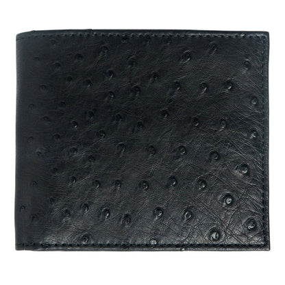 A handcrafted exotic leather bifold wallet for men, made from genuine ostrich skin.