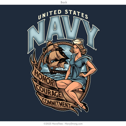 "USN Pinup" Zippered Hoodie | Navy
