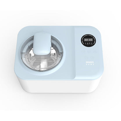 Light blue ice cream maker with digital display  - Buy Now  Ice Cream & Dessert Maker + Black 10L Mini Fridge