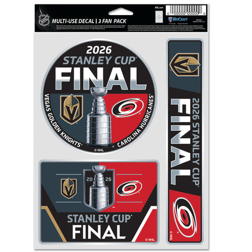Vegas Golden Knights vs. Carolina Hurricanes 2026 Stanley Cup Final 3 Match-Up 3 Pack Decals