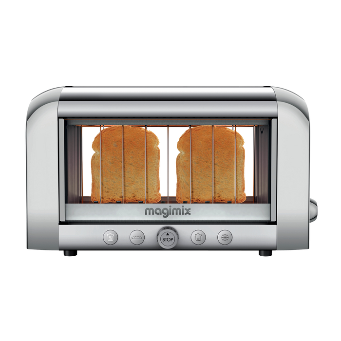 Chrome Magimix VIsion Toaster with bread toasting inside