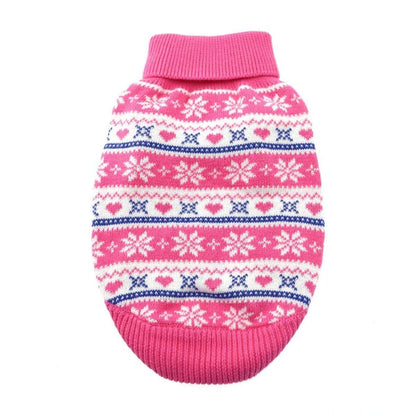 Doggie Design SWEATERS 2XS Snowflake and Hearts Pink Combed Cotton Dog Sweater
