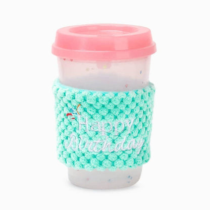 Hugsmart Products Inc dog toys Yappy Birthday Pink Birthday Coffee Cup Rubber Dog Toy