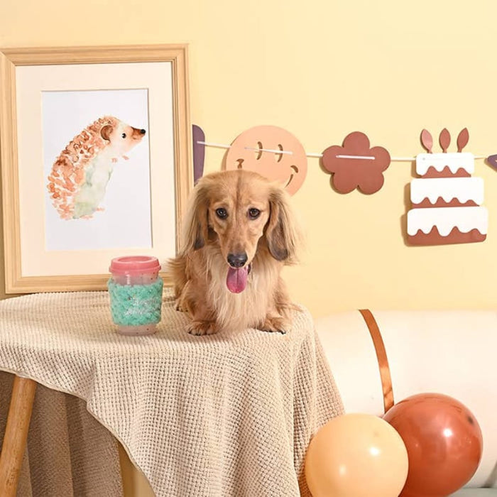 Hugsmart Products Inc dog toys Yappy Birthday Pink Birthday Coffee Cup Rubber Dog Toy
